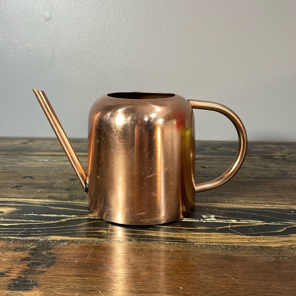 Copper watering can made in India.